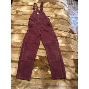 RARE Vtg  Carhartt BU 546 Youth Sz 6x  7 Double Knee Burgundy Bibs/Overalls